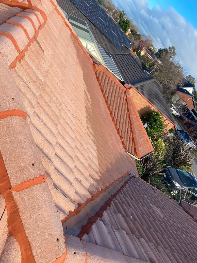 Freshly restored and re-coated tiled roof in Melbourne